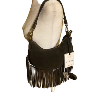 Chic Chocolate Brown Fringe Hobo Bag